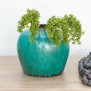 Aqua Lagoon Glazed Vase, Asian Pottery Decor, Asian Turquoise Ceramic Vase, Oriental Home Accent, Chinese Style Vase, Vintage Teal Vase
