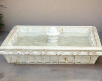 Glamorous Early 20th Century Marble Lotus Fountain,Antique Marble Garden Fountain,Indian Garden marble, Antique Carved Marble Fountain