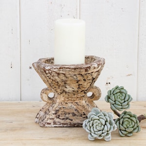 Wooden Carved Tribal Candle Holder-Rana, Tribal Carved Wooden Candleholder, Indian Bijani Candle Holder, Rustic Candleholder, Candle Stand