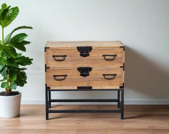 Antique Stripped Wood Japanese Tansu on Stand,Japanese Tansu dresser ,Antique Japanese Dresser,Antique Chest of Drawers,Antique Tansu chest