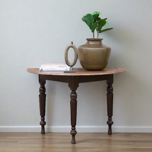 Early 19th Century Colonial Ceylon Demilune Table, 50% Off! Free Shipping! Entryway Console Table, Antique Table, farmhouse rustic decor