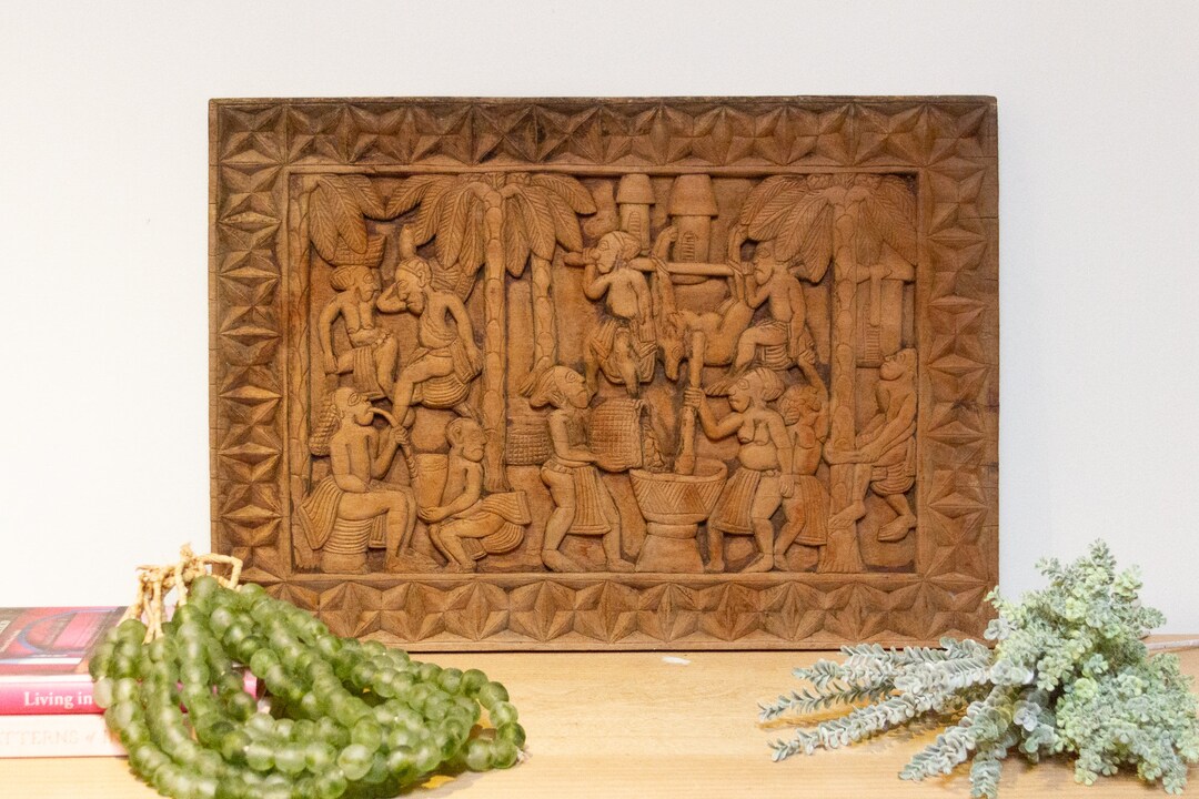 Finely Carved Vintage African Wall Art, African Wall Sculpture, African