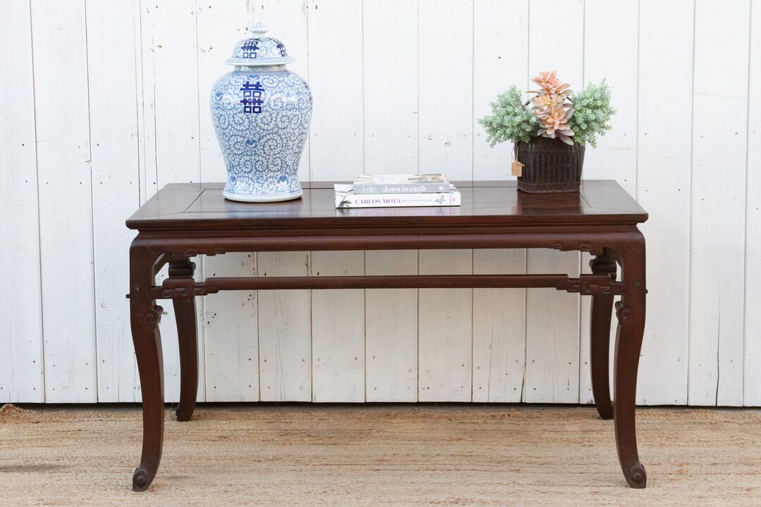 Mid-century Vietnamese Carved Center Table, Handcrafted Kitchen Table ...