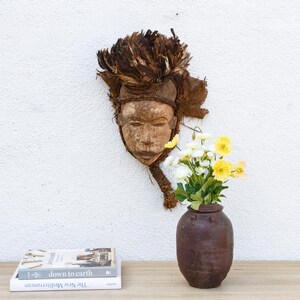 Rare Idoma Mask, Feathered Majesty, African tribal mask, Tribal wall decor, Decorative wall mask, Hand-carved wooden mask, Mask wall hanging