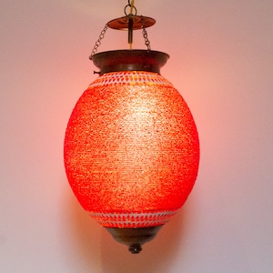 Fuchsia Pendant Sphere Lantern, Glass Beaded Pendant Lantern, Hanging Pendant Lamp, Glass Pendant Sphere Lighting, Sphere Lantern Fixture