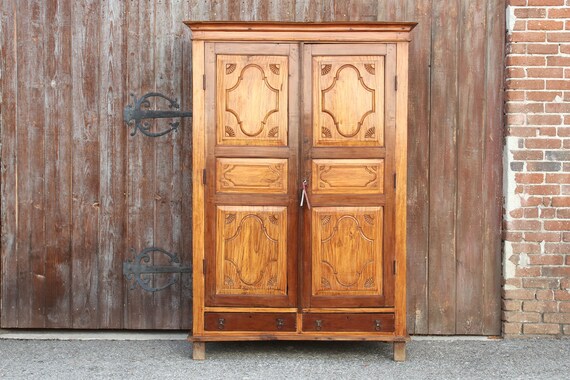 Antique Indo Portuguese Satinwood Armoirewood Cabinetantique Etsy