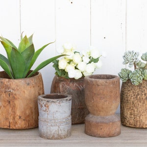 Antique Grain Vessel, Farmhouse Style Wooden Pot, Primitive Wooden Grain Container, Wooden Indian Vessel, Antique Indian Pot, Wooden Bucket