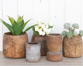 Antique Grain Vessel, Farmhouse Style Wooden Pot, Primitive Wooden Grain Container, Wooden Indian Vessel, Antique Indian Pot, Wooden Bucket