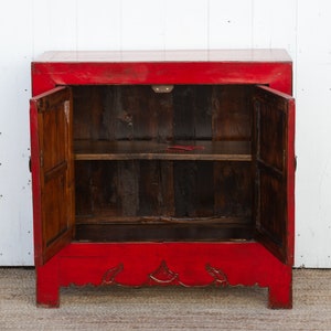 Two Door Ruby Red Chinese Cabinet, Traditional Chinese Cupboard,Red Lacquer Cabinet,Double Door Chinese Cabinet,Hand-painted Chinese Cabinet image 6