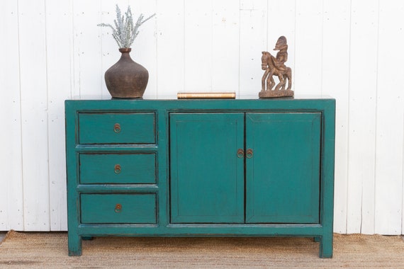 Chinese Blue Lacquer Sideboard Made From Reclaimed Wood Chinese Blue Lacquer Sideboard Made From Reclaimed Wood