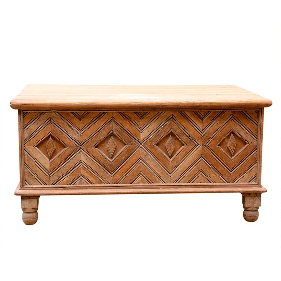 Indo Portuguese Geometric Carved Trunk Storage Box Indo Portuguese Geometric Carved Trunk Storage Box Chest Wooden Blanket Antique