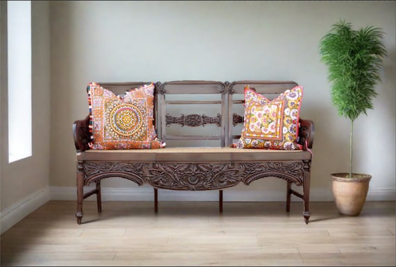 Indo Portuguese Rosewood Settee,colonial Rattan Couch Indo Portuguese Rosewood Settee,colonial Rattan Couch