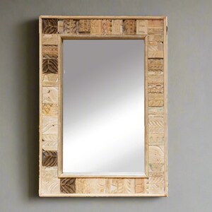 Vintage Tribal Carved Wall Mirror, Bleached Wood Rustic Frame Mirror,Vintage Tribal Carved Wall Mirror,Tribal Design Wall Mirror,Wall Mirror