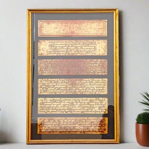 Golden Sutras, Antique Burmese Manuscript, Framed Golden Sutras, Golden Buddhist Art, Antique Framed Buddhist Manuscript, Golden Script Art