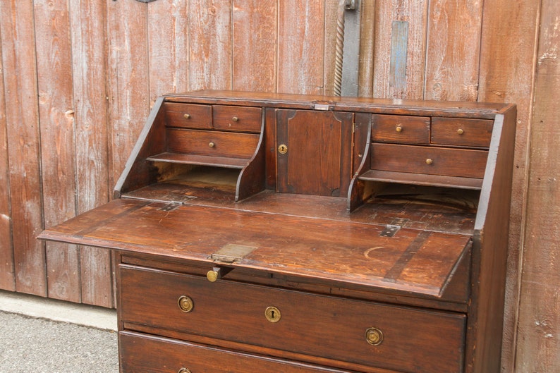 Oak Chest 18th Century Swedish Slant Front Desk Antique Desk