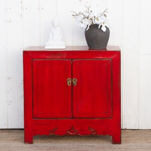 Two Door Ruby Red Chinese Cabinet, Traditional Chinese Cupboard,Red Lacquer Cabinet,Double Door Chinese Cabinet,Hand-painted Chinese Cabinet image 10