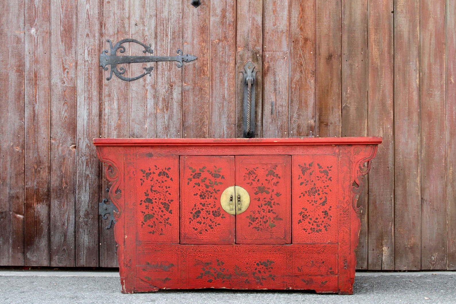 Gabinete de laca de Chinoiserie roja gabinete antiguo | Etsy