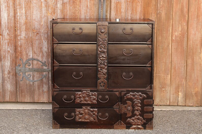 Elaborate Japanese Antique Tansu Dresser Vintage Dresser Etsy