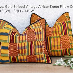 Set of Two, Vintage African Kente Pillow Covers, Vibrant Pillow Covers, Kente African Pillow Covers, African Pillows, African Home Decor