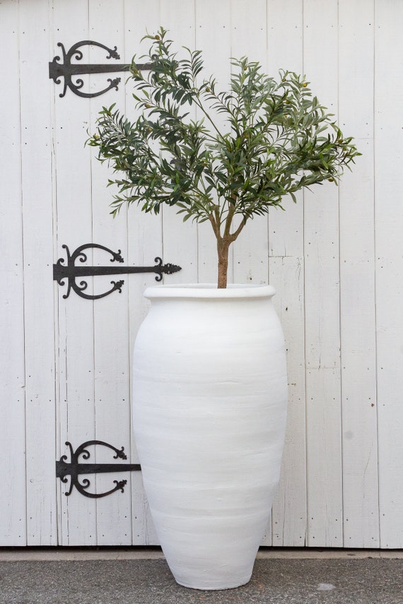 Large Whitewash Terracotta Planter: Greek Amphora Garden Decor - Etsy
