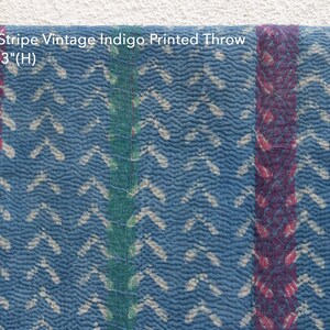Vintage Indigo Cotton Throw: Hand-Printed Tribal Floral Blanket afbeelding 9