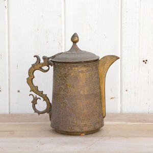 Antique English Brass Kettle, Brass Tea Kettle, English Metal Kettle, Antique Colonial Kettle, Aged Patinated Brass Tea Pot, Antique Kettle