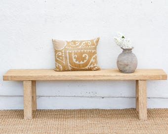 70" Reclaimed Wood Bench: Rustic Farmhouse Style, Bleached Patina
