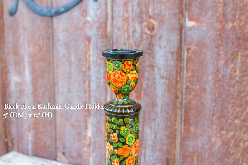 Hand Painted Floral Kashmiri Candle Holder,Painted Candle Stick Holders,Candle Holder,Kashmir painted Candle stand,VintageIndianCandle stick