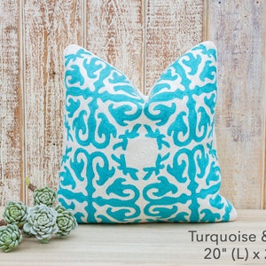 Moroccan Wool Embroidered Throw Pillow Cover,Indian Pillow Sham,Kashmiri Pillow,Moroccan Pillow,Crewel Stitched Pillow,Moorish Pillow Cover Turquoise