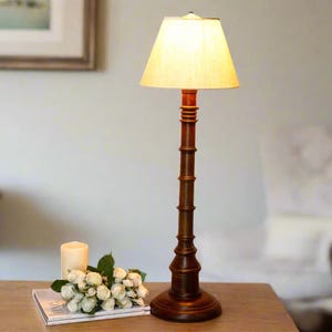 Elegant Turned Wood French Lamp, Handcrafted Wooden Lamp, Turned Wooden Base Lamp, Rustic Farmhouse Lighting, French Provincial Table Lamp