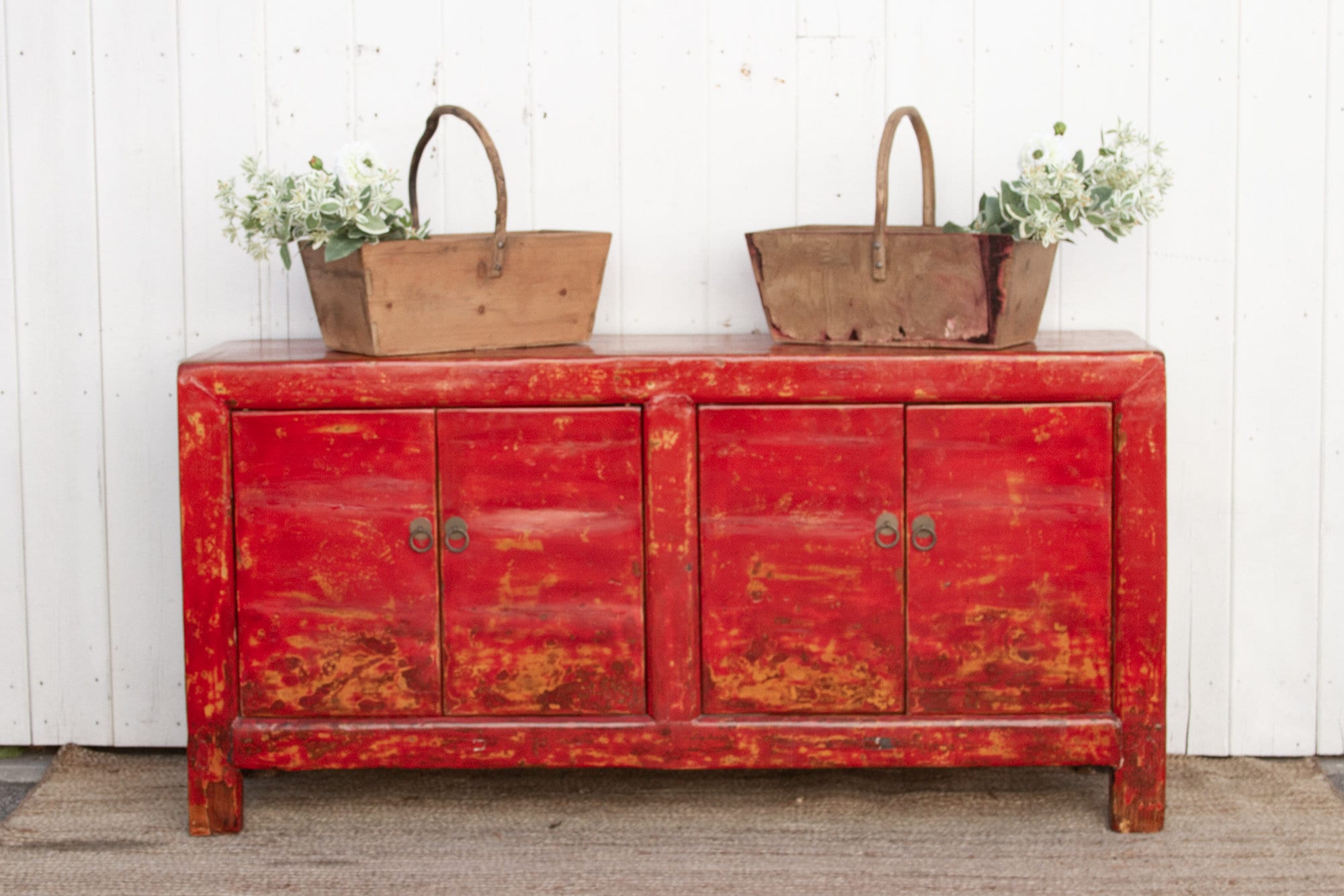 Red credenza cabinet discount