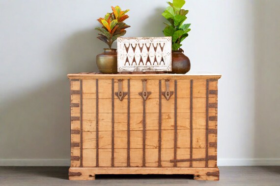 Indian Iron Bound Teak Chest - 19thC Indian Iron Bound Teak Chest - 19thC