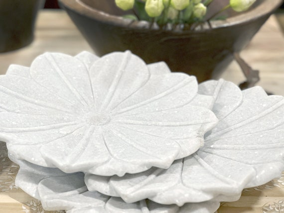 Hand Carved Marble Dish - Flower Design Hand Carved Marble Dish - Flower Design