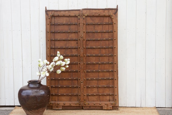 Indian Brass Bound Door From Rajasthan - 19thC Indian Brass Bound Door From Rajasthan - 19thC