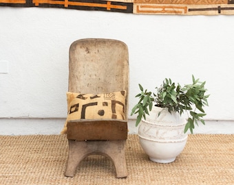 Vintage African Stargazer Chair: Oxidized Wood, Crocodile Motif Chair