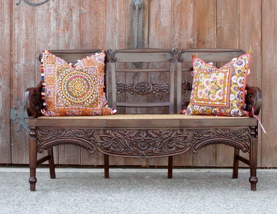 Indo Portuguese Rosewood Settee,colonial Rattan Couch Indo Portuguese Rosewood Settee,colonial Rattan Couch