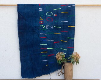 Vintage Indigo Mud Cloth: Handwoven Malian Throw (59x35)