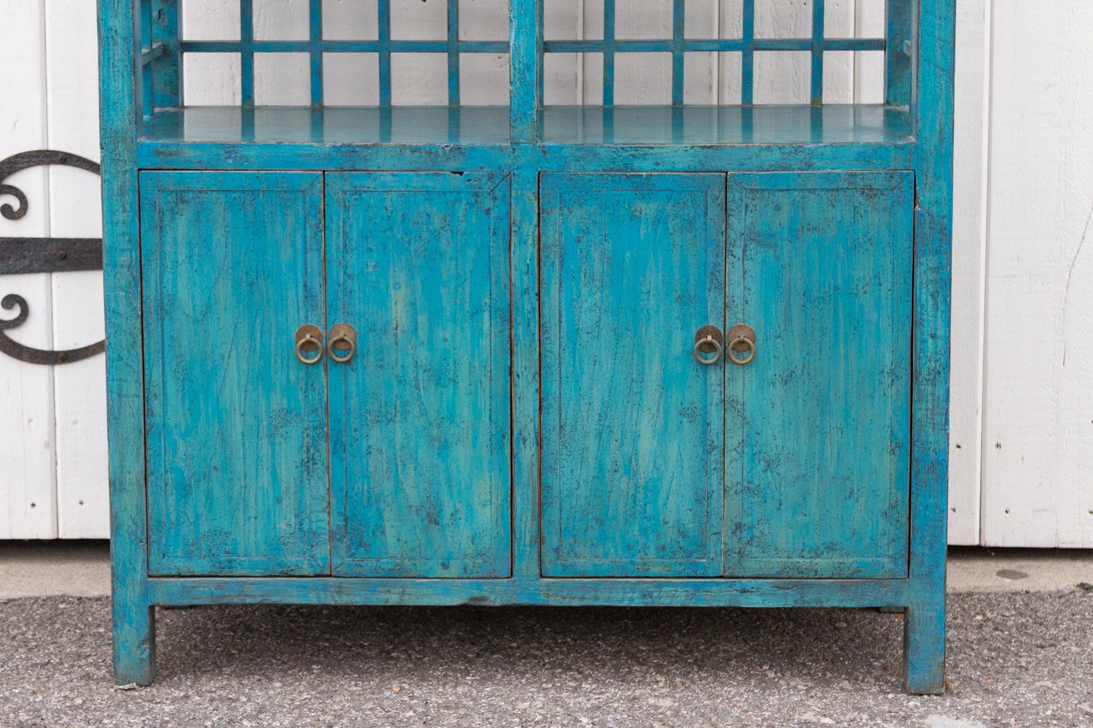 Tall Teal Blue Painted Bookcase Tall Chinese Etsy