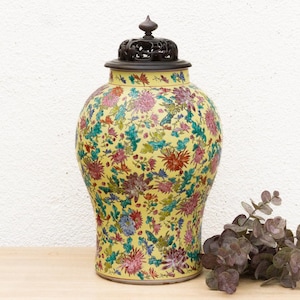 Vibrant Hand-Painted Floral Famille Rose Porcelain Vase, Chinese Porcelain Vase, Colorful Asian Vase,  Chinese Decor, Famille Rose Ceramic