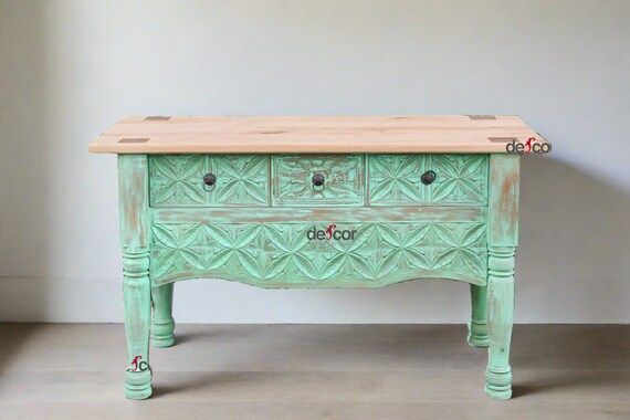 3 Drawer Painted Console Table Made From Reclaimed Teak 3 Drawer Painted Console Table Made From Reclaimed Teak