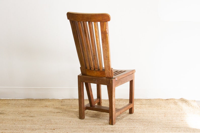 Robust Teak Indoor/Outdoor Chair, Vintage Teak Garden Chair, Bali Teak Chair, Rustic Slatted Chair, High Back Chair,Vintage Indonesian Chair image 4