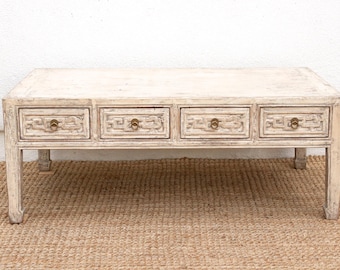 Ming Style Coffee Table w/ Ancestral Carvings
