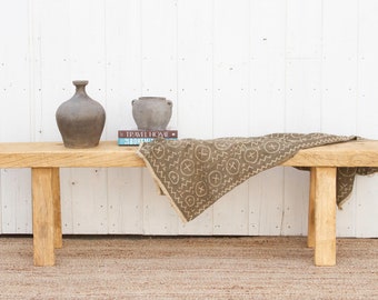 Reclaimed Elm Wood Bench: Rustic Farmhouse Primitive Table (70 inch)