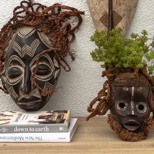 Village Guardian African Painted Mask, Tribal Wooden Carved Mask, Multicolor African Chokwe Legacy Mask, Spirit of the Harvest Guro Mask