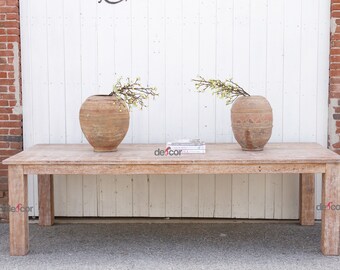 Large Whitewash Rustic Modern Parson Dining Table, Farmhouse Parsons Table, Modern Table, Whitewash Country Dining Table, Large Dining Table