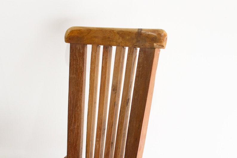 Robust Teak Indoor/Outdoor Chair, Vintage Teak Garden Chair, Bali Teak Chair, Rustic Slatted Chair, High Back Chair,Vintage Indonesian Chair image 7
