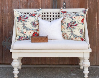Block Printed Floral Quilted Euro Sham Cover: Indian Cotton Pillow