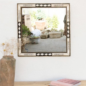 20th Century Moroccan Inlaid Mirror, Vintage Wall Decor, Mother Of Pearl Mirror, Boho Mirror, Handmade Moroccan Mirror, Hallway Mirror