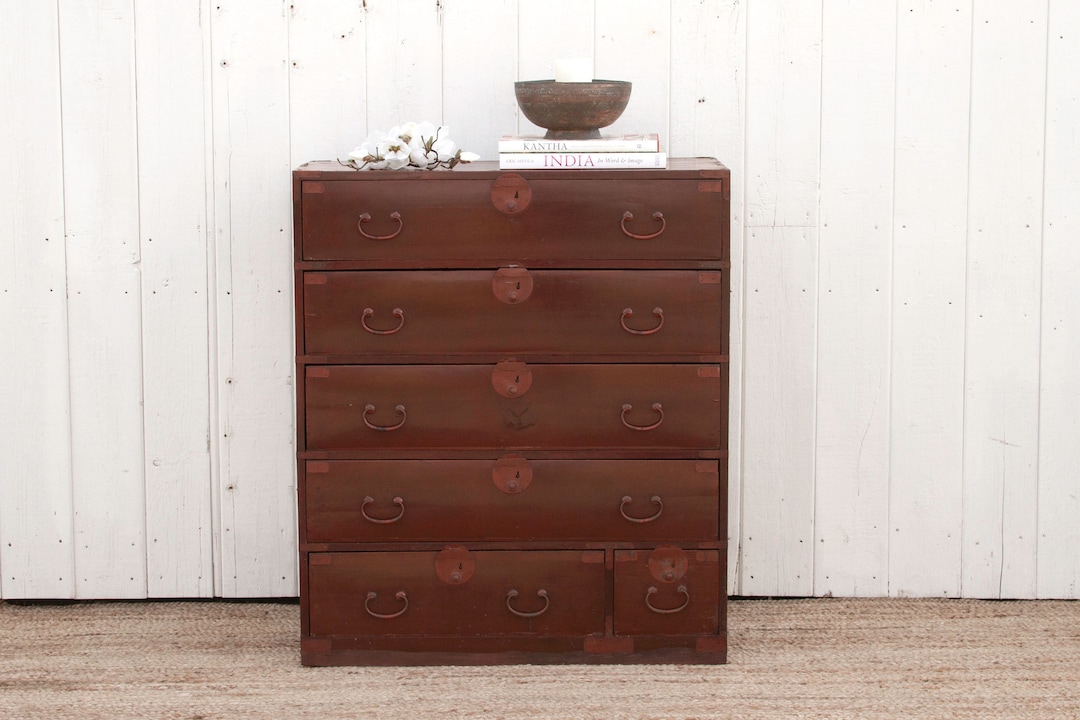 Antique Japanese Painted Tansu Dresser Japanese Antique Chest Etsy