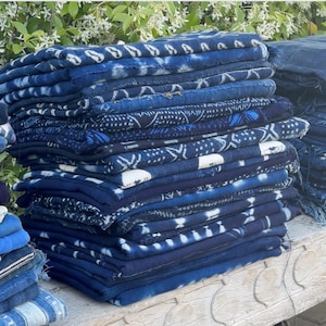 Lumira Indigo Mud Cloth, Horizon Indigo Mud Cloth, Velora Indigo Mud Cloth, Vintage Tribal African hand-dyed throw Textile